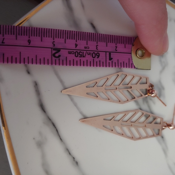 Rose Gold Dangle Earrings - Picture 2 of 4